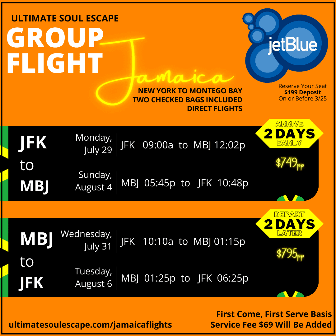 MBJ GROUP FLIGHT 2 DAYS EARLY + LATE